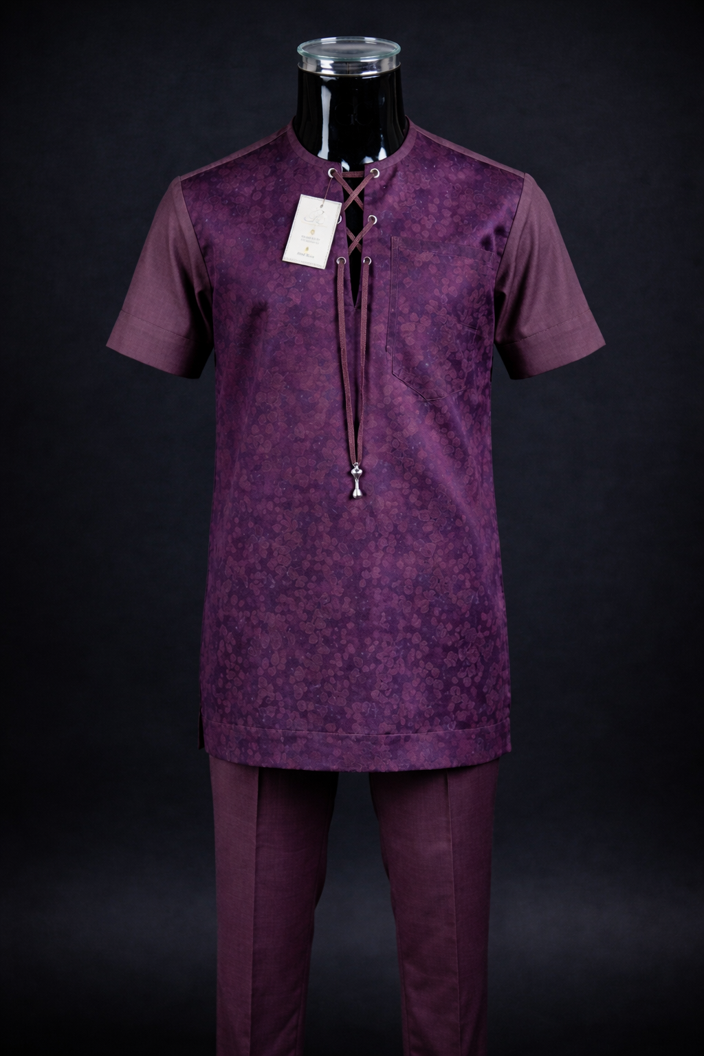 Ensemble Senator Prune Texturé à Laçage